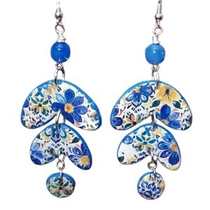 Spring Statement Earrings, Floral Dangle Earrings, Repurposed Beads